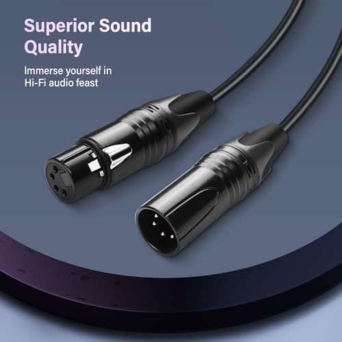 GINTOOYUN DMX Cable 4 Pin Signal XLR Male to Female Wire DMX512 XLR Male to Female Stage Light Signal Cable with Metal Connectors, Connection for Stage & DJ Lighting fixtures(1.8M)
