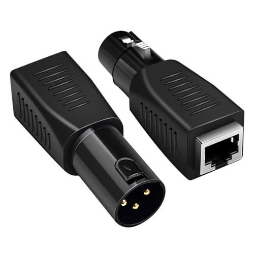 for 3 Pin XLR to RJ45 Adapter [New Version 2026] DMX 512 Converter DMX to RJ45 Adapter for DMX512 Connector DMX512 Cable Converter Ethernet to 3 Pin XLR DMX Female & Male Adapters Sets (1)