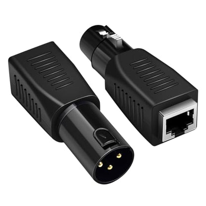 for 3 Pin XLR to RJ45 Adapter [New Version 2026] DMX 512 Converter DMX to RJ45 Adapter for DMX512 Connector DMX512 Cable Converter Ethernet to 3 Pin XLR DMX Female & Male Adapters Sets (1)