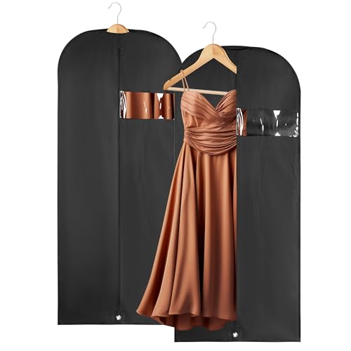 Handy Laundry Garment Bags for Hanging Clothes – Set of 2 Fabric Dress Bags, 24 x 54 Inches, Zippered Suit & Gown Storage Covers for Travel & Closet Organization - size: 24" x 54", style: Fabric