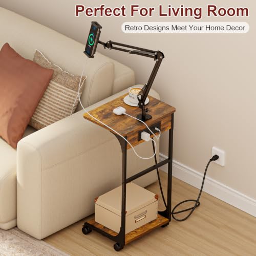 Cidaziya Floor Kindle Phone Tablet Stand with Side Table & Charging Station - size: 11.4"D x 15.4"W x 57.5"H