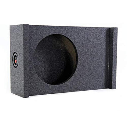 QPower Single 10in Sub Enclosure, Universal Shallow Mount Downfire/Behind Seat Speaker Box Compatible with Most GMC, Chevy, & Ford Trucks - style: 10" QBOMB