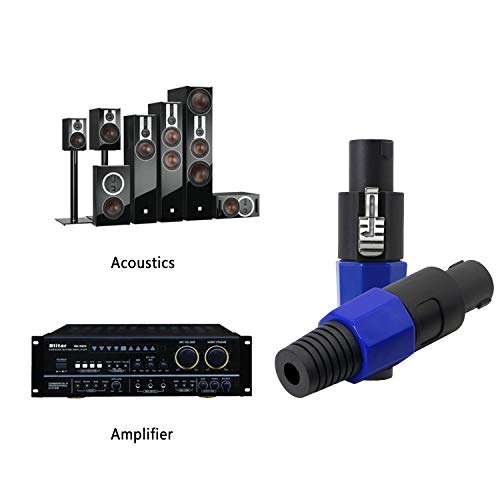 Speakon NL4FC，GELRHONR NL4 Connector Round Speaker Plug Twist Lock 4 Pole Speaker Plug Compatible with Speakon NL4FC, NL4FX, NLT4X, NL2FC, NA4LJ, NA4LJX, NL4MP, NL4MPR - 2 Pairs