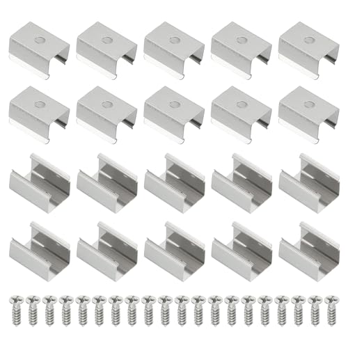 PATIKIL LED Strip Clips, 80pcs Stainless Steel Mounting Brackets Fixing Clip Clamp Support Holder with Screws for 12mm to 13mm LED Strip Lighting Cable - size: 12mm to 13mm