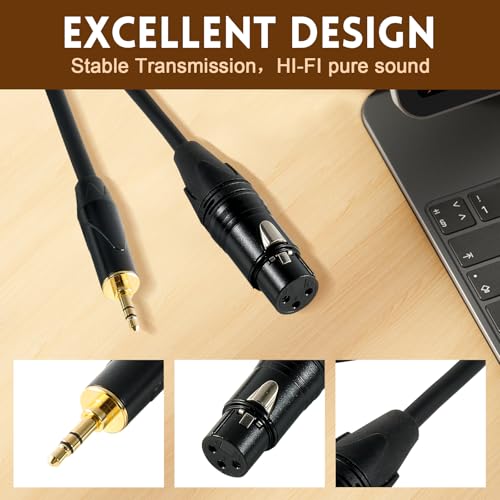 XLR Female to 1/8"(3.5mm) Male TRS Stereo Mic Cable, Audio Cable 3M (10FT) - size: 10 Feet, style: XLR Female