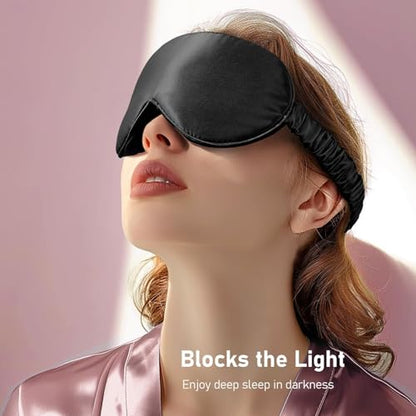 LitBear 100% 22 Momme Mulberry Silk Sleep Mask - 3D Contoured Eye Mask for Men & Women, Soft Breathable Sleeping Mask with Adjustable Strap, Perfect Blocks Light for Sleeping (Black) | Pure Silk, Eyelash-Friendly, Soft, Breathable, Perfect Blocks Light, T
