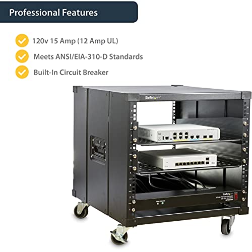 StarTech 8-Outlet 1U PDU, 120V/15A, Surge, 6ft Cord, TAA (RKPW081915) - style: 8-port|15A|Surge Protect