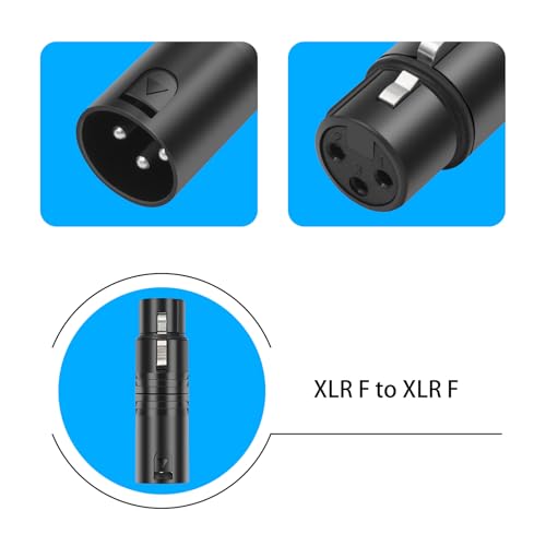 3Pin XLR Male to Female Audio Adapter, Black Painted Zinc Alloy Shell,for Mic,Amplifier, Mixer XLR 3-Pin Audio Connectors DMX 512 Adapter-3Pack - color: XLR M To F*3
