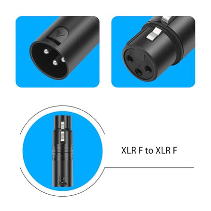 3Pin XLR Male to Female Audio Adapter, Black Painted Zinc Alloy Shell,for Mic,Amplifier, Mixer XLR 3-Pin Audio Connectors DMX 512 Adapter-3Pack - color: XLR M To F*3