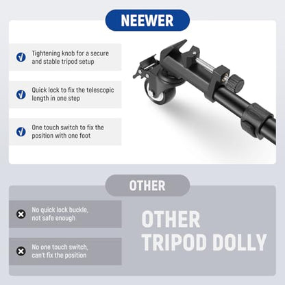 NEEWER Photography Tripod Dolly, Heavy Duty 33 lb Capacity Tripod Wheels | 2 inch Rubber Wheels, Adjustable Leg Mount and Carry Bag for Canon Nikon Sony DSLR Cameras, Camcorder, Photo Video Lighting - style: NW-600 with 2" Wheels