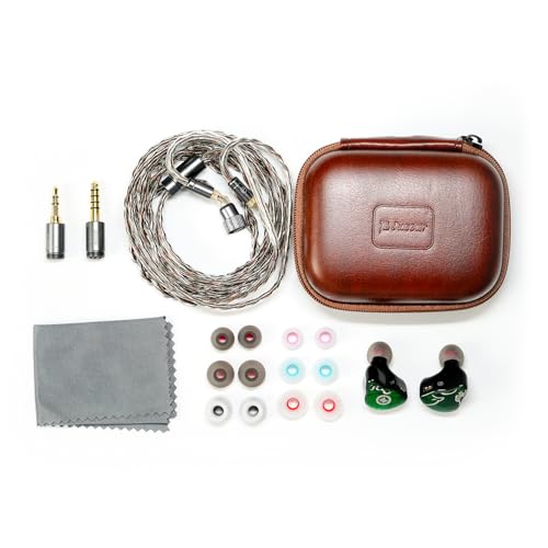 HiFiGo IEMs Juzear x Z Review Defiant in Ear Monitor, 1DD +3BA Hybrid Drivers Earphones, HiFi Wired Earbuds, Gaming Earbuds with 3.5/4.4mm Detachable Cable for Musician Audiophile Gamer (Green) - color: Green