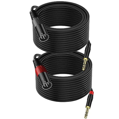 LanSenSu XLR to 1/4 TRS Stereo Adapter,XLR Male to 1/4 Inch (6.35mm) Stereo Balanced Microphone Stereo Audio Converter AdapterCable 2Pack (6.35mm to XLR Male-25ft) - size: 6.35mm to XLR Male-25ft