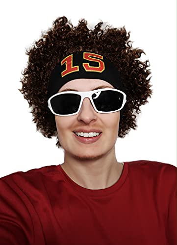 ALLAURA - Patrick Mahomes Wig + Sweatband 100% Realistic Curly Brown Wig for Men Women Fits All Non-itch Football Cosplay - color: 21-Brown