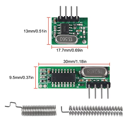 5pcs 433mhz Wireless RF Transmitter and Receiver with Antenna Ask Remote Control Module DIY Kit for Arduino