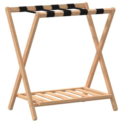 Bamboo Luggage Rack with Lower Shoe Shelf, Foldable Suitcase Stand for Bedroom, Guest Room, Hotel, Brown, 26.8 x 15 x 22.8 Inches - color: Brown
