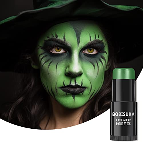 BOBISUKA Green Face Paint Stick, Waterproof Dark Green Eye Black Body Paint Sticks for Sports, Painting Kit for Halloween Makeup Zombie Witch Camo Hulk Cosplay Special Effects SFX Costume - color: Green