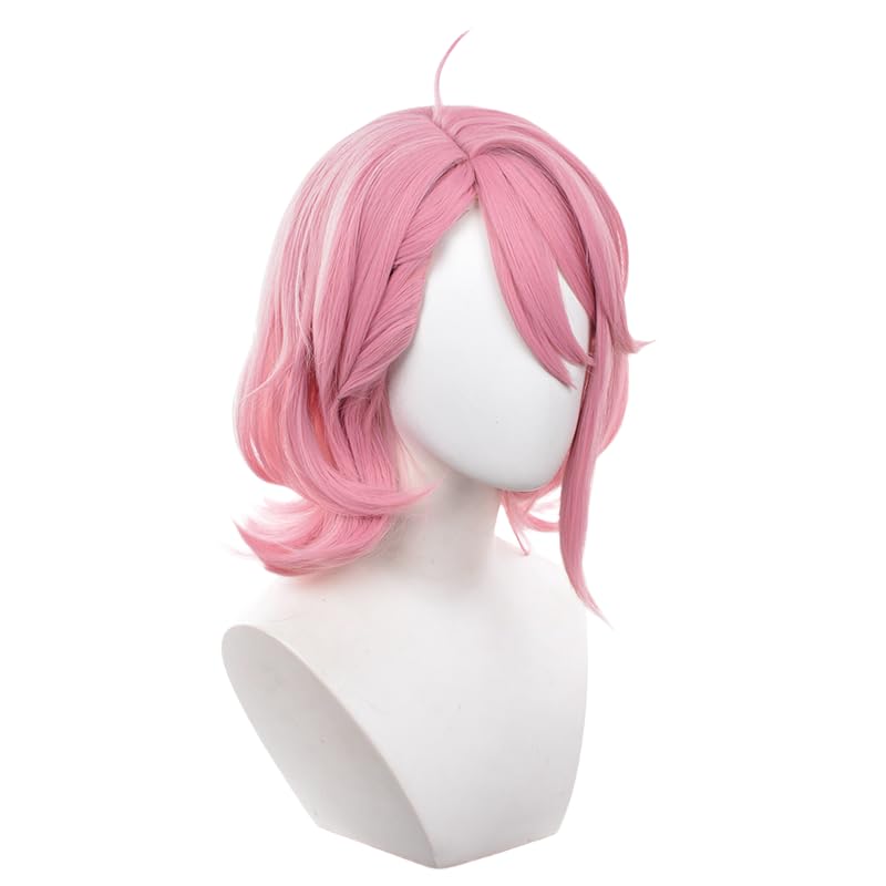 Pink Shoulder-Length Messy Cosplay Wig Replacement Wig Heat Resistan Synthetic Fiber Hairs for Uniex Adult Cos Halloween Christmas Anime Party - color: Pink
