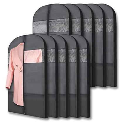 Plixio Gusseted Garment Bags Suit Bag for Travel and Clothing Storage of Dresses, Dress Shirts, Coats— Includes Zipper Pockets and Large Transparent Window (10 Pack: 54” X 24” x 3.4”) - size: 10 Pack: 54” X 24” x 3.4”