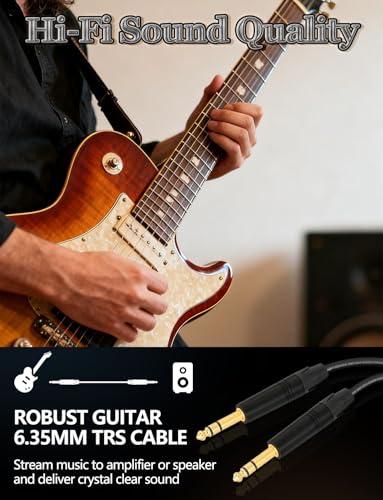 Superbat Premium 6.35mm TRS Balanced Stereo Audio Cable 2FT,24AWG Low Noise Dual Shielded with Gold Plated Connectors for Electric Guitar, Bass, Keyboard, Amp, Speaker 2-Pack - size: 2ft