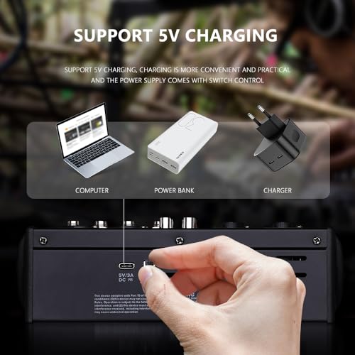 BOMGE 04M Audio Mixer, Sound Board Mixing Console with 4 Channel Digital USB Bluetooth 24 Sound Effect, Input 48V Phantom Power Stereo DJ Mixers for Recording, Live Streaming, Podcasting,Gaming