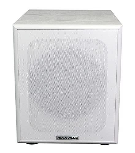 Rockville Rock Shaker 8" 400W Powered Subwoofer, Deep Bass, Class-D Amp, RCA Inputs, MDF Enclosure, White Finish, for Home Theater & Studio | 400W Peak, 200W RMS, RCA and High-Level Input/Output, Phase and Crossover Controls, Rear-Ported MDF Enclosure, Cl