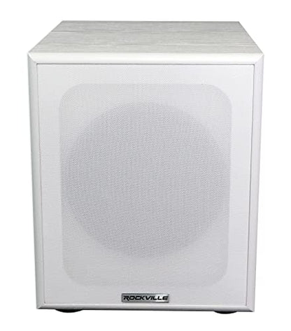 Rockville Rock Shaker 8" 400W Powered Subwoofer, Deep Bass, Class-D Amp, RCA Inputs, MDF Enclosure, White Finish, for Home Theater & Studio | 400W Peak, 200W RMS, RCA and High-Level Input/Output, Phase and Crossover Controls, Rear-Ported MDF Enclosure, Cl