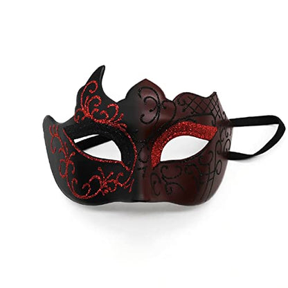 Masquerade Mask for Men Women Couple, Venetian Carnival Mask for Mardi Gras, Halloween, Party Prom Ball Costume - color: Red