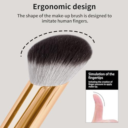 MAANGE 5 PCS Foundation Makeup Brush Set Double-ended Kabuki Mask Contour Brush for Liquid Powder Concealer Cream Cosmetics Blending Makeup Brushes (Gold) - color: Gold - 5Pcs