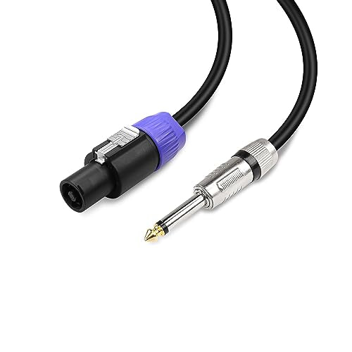 Speakon to 1/4 TS Speaker Cable,NL2FC 2 Pin Speakon Male to 6.35mm (1/4") Mono Male Audio Amplifier Speaker Cord（2M/6.6FT）