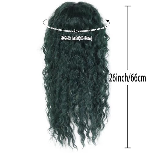Long Curly Wigs for Women Deep Emerald Green Ombre Wig with Fluffy Hairline - color: Ombre Green