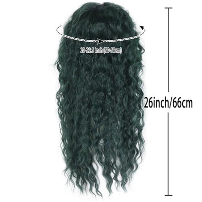 Long Curly Wigs for Women Deep Emerald Green Ombre Wig with Fluffy Hairline - color: Ombre Green