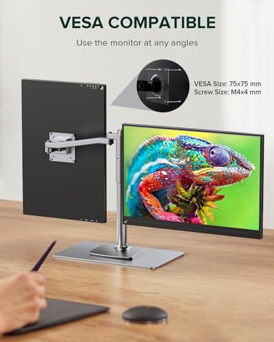 UPERFECT 16" 2.5K QLED Portable Monitor, 2560×1600 QHD Display | 2560×1600 QHD, VESA Support, Smart Case Included, Matte Eye Care Screen, Portable Gaming Display for Laptop & Console - size: 16"
