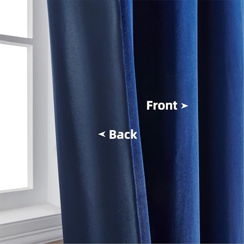 Joydeco Royal Blue Velvet Curtains 63 Inches Long, Luxury Grommet Blackout Curtain 2 Panels, Thermal Insulated Privacy Room Darkening Window Drapes for Bedroom Living Room Home Theatre (52Wx63L) - color: *Grommet | Royal Blue, size: 52"W x 63"L (Pack of 2