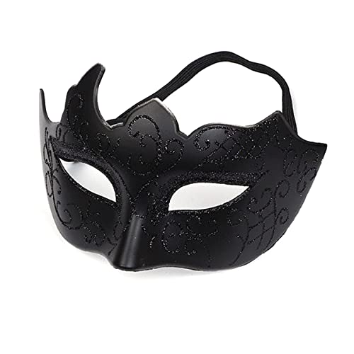 Masquerade Mask for Men Women Couple, Venetian Carnival Mask for Mardi Gras, Halloween, Party Prom Ball Costume - color: Black