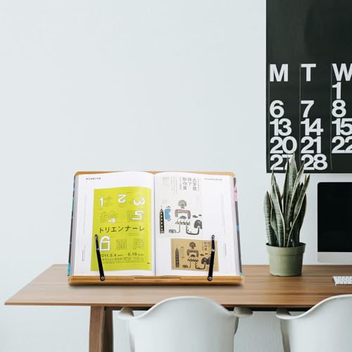 (15.4 x 11 Inch) Large Book Stand for Reading Hands Free,Recipe Book Holder | Cookbook Holder for Kitchen Counter,Textbook Stands for Heavy Thick Books,Bamboo Holders for Bible,Tablet,Law School,Drawing - size: 15.4 x 11 Inches