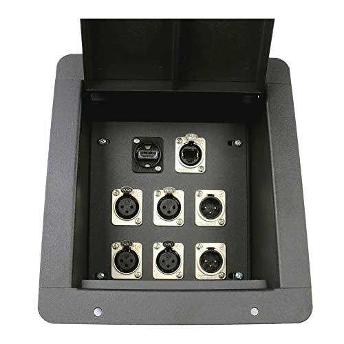 Elite Core | FB8-4XF2XM1H1E | Recessed Floor Box | 4 XLR Female, 2 XLR Male, 1 HDMI & 1 Tactical Ethernet Connections - style: 4-XLRF, 2-XLRM, 1-HDMI, 1-Ethernet