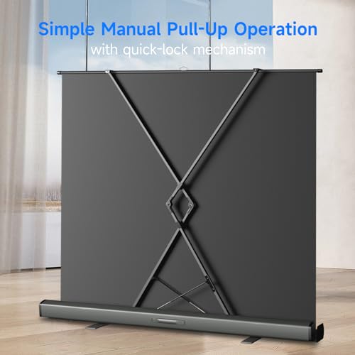 Portable ALR Manual Pull Up Projector Screen,100 in Outdoor Projector Screen 178°Viewing Angle Portable Movie Screen 3D/4K HD 16: 9 Wrinkle-Free Design for Movie Home Theater Backyard Night