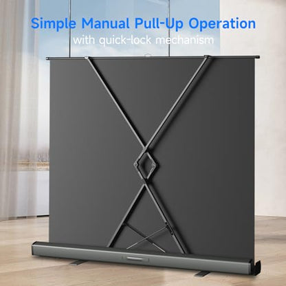 Portable ALR Manual Pull Up Projector Screen,100 in Outdoor Projector Screen 178°Viewing Angle Portable Movie Screen 3D/4K HD 16: 9 Wrinkle-Free Design for Movie Home Theater Backyard Night