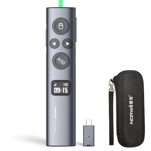 Norwii N95s Presentation Clicker for PowerPoint with Digital Laser Pointer - color: Green - BLE&USB-C