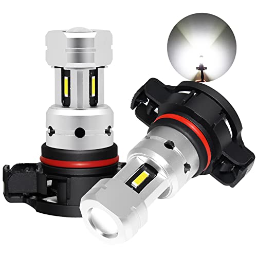 2504 PSX24W LED Fog Light Bulbs, 6000K Xenon White, 2 Pack | 3800 Lumens Super Bright, 12276 Fog Bulb, Daytime Running Lights for Car, Truck, SUV - color: White