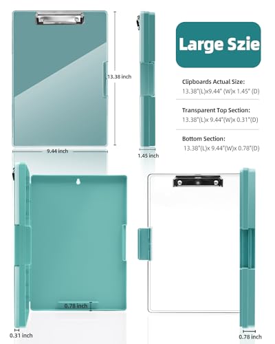 Clipboard with Storage, Nurse Dry Erase Clip Board, 8.5x11, Turquoise | Dual Compartments, Clearview Dry Erase Panel, High Capacity Storage, Heavy Duty, Pen Holder, Side Opening, School/Office Use - color: Turquoise