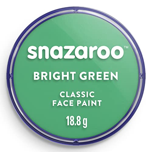 Snazaroo Classic Face and Body Paint, 18.8g Pot, Bright Green | Non-Toxic Hypoallergenic, Safe, Washable, Face & Body Paint for Halloween, Cosplay Costumes, Dress Up, Parties and Festivals - color: Bright Green, style: 18.8g (0.66-oz) Pot