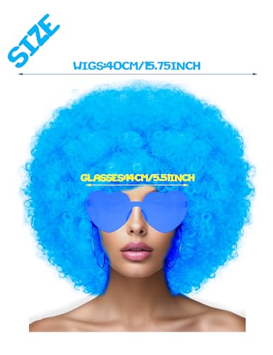 LIULIUBTY Short Bob Hair Wigs Straight with Flat Bangs Synthetic Colorful Cosplay Daily Party Neon Wig for Women + Free Wig Cap 12" Natural As Real (Afro, Blue) - color: Afro, Blue