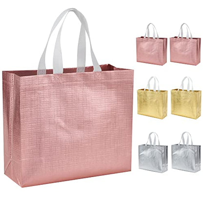 6 Pcs Reusable Large Gift Bags with Handles for Party Wedding - color: Gold&silver&rose Gold