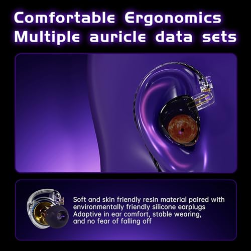 CCA ND Planet IEM Earphones: 12mm Dual Magnetic Drivers, HiFi Gaming Earbuds with Detachable 2-Pin Cable, Noise Isolating in-Ear Monitors for Musician Audiophile Singer DJ - color: Blue, style: With Mic