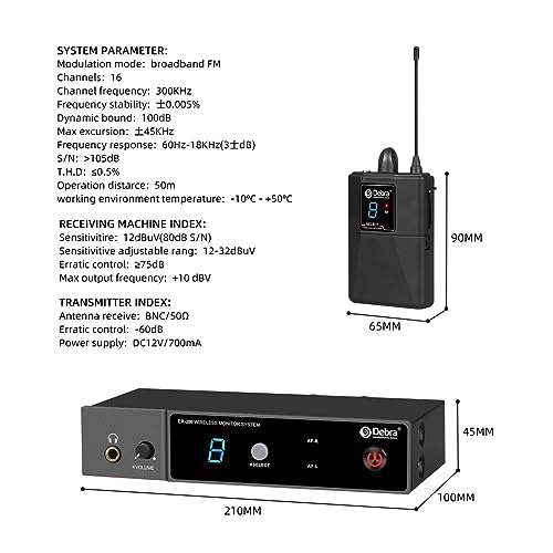 D Debra Bodypack with Earphone Only Suitable for ER-280 Wireless in Ear Monitor System, Can Not Be Used Alone (Only 1 Receiver) - size: Only 1 Receiver