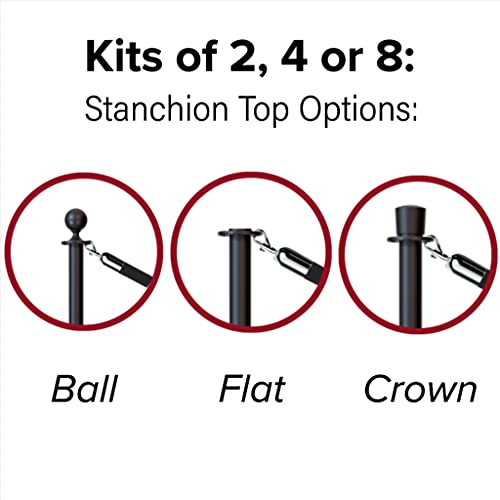 CCW Post and Rope Stanchion Kit, 2 Satin Stainless Steel Crown Top Posts - color: Dark Blue Rope, size: Satin Stainless Steel