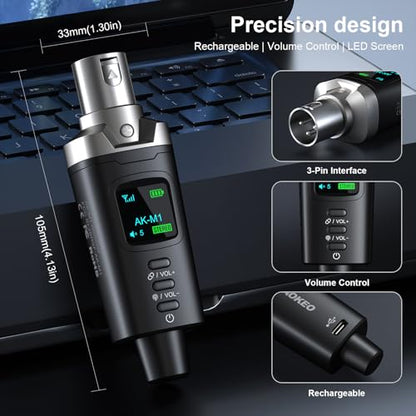 AK-M1 XLR Bluetooth Receiver-High-Fidelity Wireless Audio Adapter,100ft Stable Connection,Stereo for Speakers,Mixers,DJ Equipment,Weddings(2 Pack) - color: Receiver x2