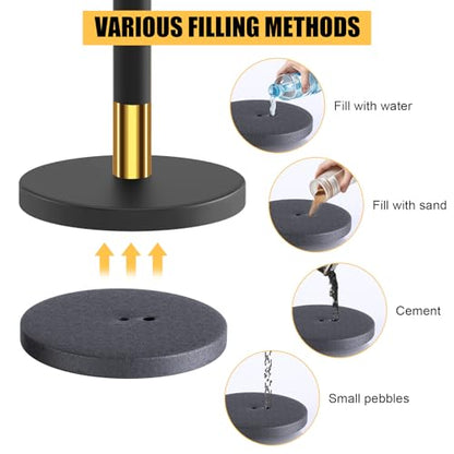 kaiyomi 4Pcs Stanchions and Velvet Rope, Crowd Control Barrier (Gold&Black) - color: Golden & Black (Ball), size: Ball Dec