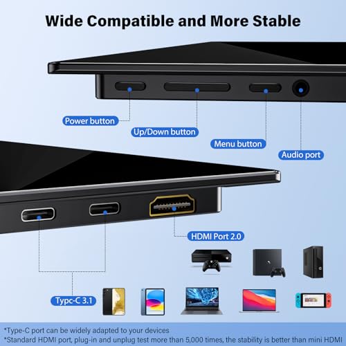 InnoView 14 Inch OLED Portable Monitor 4k UHD 3840x2400 Portable Monitor 100% DCI-P3 | 100000:1Contrast | Built-in Speakers, Travel Monitors for Laptop PC MAC Phone PS4 Xbox Switch - size: 14-inch